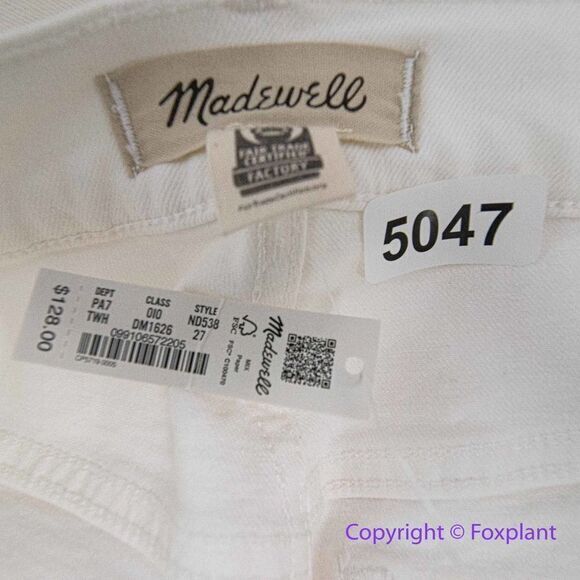 NEW Madewell The Perfect Vintage Wide-Leg Crop Jean Tile White, 27 - Picture 11 of 14